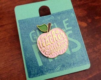 Teacher Apple Enamel Pin: Pink & Gold - "What's Your Superpower"