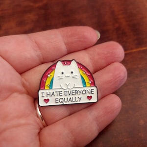 Sarcastic Cat Pin Badge: Rainbow Lapel Pin