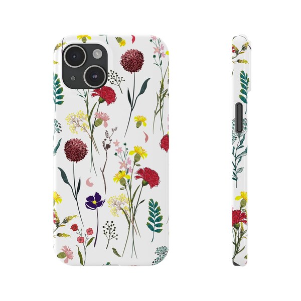 Wild flowers slim flexible phone case for iPhone, cover fits for iPhone 15 14 13 12 11 7 8 Pro Mini, Plus, Slim, XS XR Max