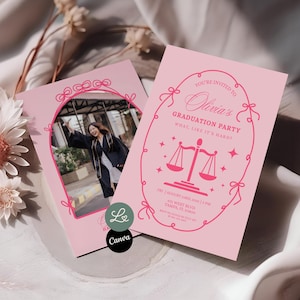 Law School Graduation Invitation Legally Blonde Elle Woods Senior Graduation Invite Lawyer Graduation Party Invite Canva Editable Template