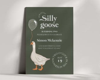 Silly Goose Birthday Invitation First Birthday Silly Goose Invitation Farm Animals Gender Neutral Canva Editable Template Instant Download
