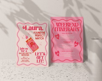 Elle a trouvé son match parfait Match Made In Heaven Last Swing Invitation Bachelorette Party Invitation personnalisée Canva Modèle modifiable