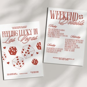 Invito per festa di addio al nubilato Lucky In Love Invito per matrimonio Lucky In Love Invito a Las Vegas Modello modificabile Canva Download immediato