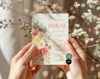 Bridal Brunch Citrus Bridal Shower Invitation Floral Bridal Frutal Brunch Summer Minimalist Invite Canva Editable Template Instant Download