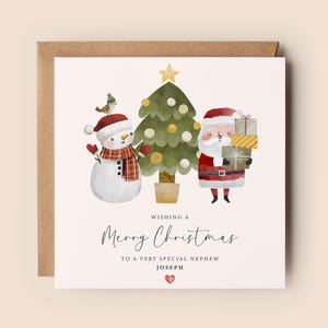 Special Nephew Christmas Card - Cute Christmas Card - Personalised - Snowman - Santa - Father Christmas - Adorable - Nephew Christmas Card
