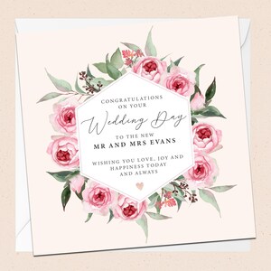 Carte de voeux personnalisée pour le jour du mariage - Félicitations - Noms personnalisés - Carte de mariage - Le jour de votre mariage - Couple spécial - Jeunes mariés