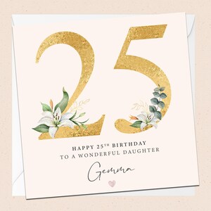 Cartão personalizado para filha de 25 anos - 25º aniversário - Filha - Aniversário - Nome personalizado - Filha especial - Filha de 25 anos
