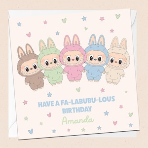 Labubu Geburtstagskarte - Labubu Monster - Geburtstagskarte - Happy Birthday - Tochter - Schwester - Nichte - Freundin - Labubu Grußkarte