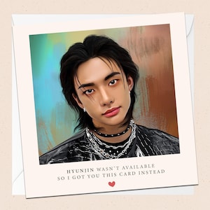 Hyunjin van Stray Kids Wenskaart - met envelop - K-Pop verjaardagskaart - kerstkaart - gefeliciteerd - elke gelegenheid - SKZ