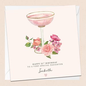 Personalisierte 21. Geburtstag Tochter Karte - 21st - Tochter - Geburtstag - Benutzerdefinierter Name - Spezielle Tochter - Prosecco - Champagner - Cocktail