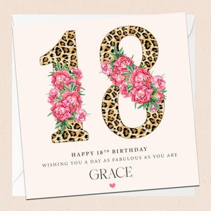 Biglietto di auguri personalizzato per il 18° compleanno - 18° compleanno - Amica - Figlia - Nipote - Sorella - Nome personalizzato - Nome personalizzato - Diciottesimo compleanno