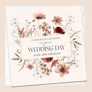 Carte de voeux personnalisée pour le jour du mariage - Félicitations - Noms personnalisés - Carte de mariage - Le jour de votre mariage - Couple spécial - Jeunes mariés