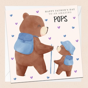Tarjeta del Día del Padre - Pops - Pops Especiales - Papá - Abuelo - Día del Padre - Abuelo - Papá - Papi - Osos - Lindo - Feliz Día del Padre