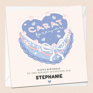 Cartão de aniversário DEZESSETE - Cartão de felicitações K-Pop - Personalizado