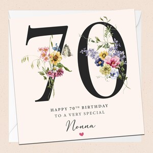 Buon 70° compleanno Nonna - Biglietto di compleanno - Nonna - 70° compleanno - Biglietto di compleanno - Compleanno della nonna - Floreale - Fiori - Settanta