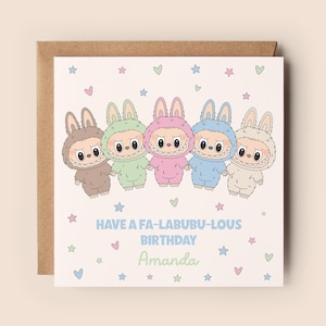Biglietto di auguri di compleanno Labubu - Mostri Labubu - Biglietto di auguri di compleanno - Buon compleanno - Figlia - Sorella - Nipote - Amica - Biglietto di auguri Labubu