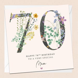 Joyeux 70e anniversaire maman - carte d'anniversaire - spécial maman - 70e anniversaire - carte d'anniversaire mère - anniversaire maman - floral - fleurs - soixante-dixième