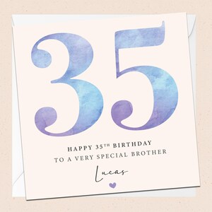 Personalisierte 35. Geburtstags-Bruder-Karte - 35. - Bruder Geburtstag - Benutzerdefinierter Name - Spezieller Bruder - Fünfunddreißigster Geburtstagsbruder