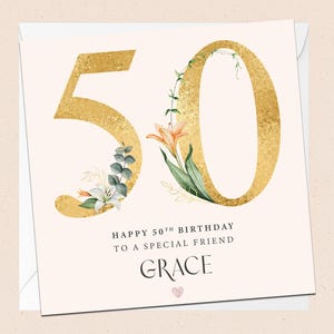 Carte personnalisée 50e anniversaire ami - 50e - ami spécial - anniversaire - nom personnalisé - merveilleux ami - ami cinquantième anniversaire