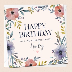 Feliz aniversário para um primo maravilhoso - Cartão de aniversário - Flores - Floral - Cartão de felicitações - Cartão de aniversário para primo - Primo especial
