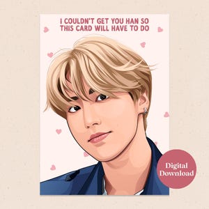 Carte de voeux imprimable Han de Stray Kids - téléchargement numérique - carte d'anniversaire K-Pop - téléchargement immédiat