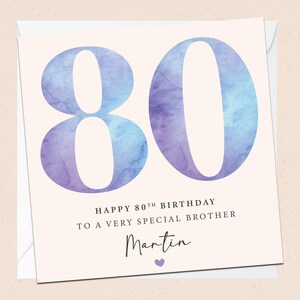 Personalisierte 80. Geburtstag Bruder Karte - 80. - Bruder Geburtstag - Benutzerdefinierter Name - Spezieller Bruder - Achtziger Geburtstag Bruder