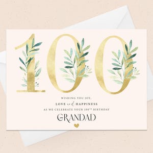 Buon 100° compleanno nonno - Biglietto di auguri - Nonno - Giardinaggio - 100° compleanno - Biglietto di auguri - Compleanno del nonno - Pops - Hundred Today