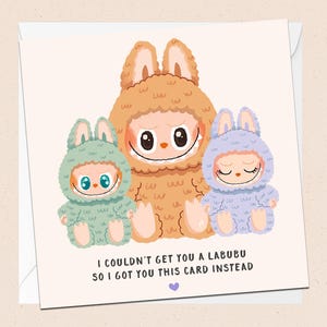 Carte de voeux Labubu - monstres mignons - carte d'anniversaire - joyeux anniversaire - fille - nièce - soeur - toutes les occasions - Noël - juste pour dire
