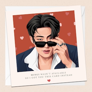 Carte de voeux Mingi d'ATEEZ - avec enveloppe - carte d'anniversaire K-Pop - carte de Noël - vacances - félicitations - toute occasion