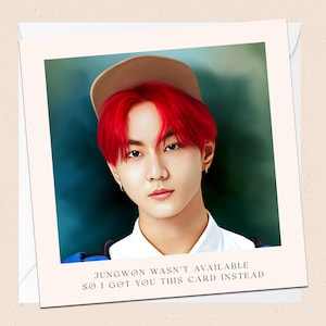 Jungwon de ENHYPEN Carte de voeux - avec enveloppe - carte d'anniversaire K-Pop - carte de Noël - vacances - félicitations - toute occasion