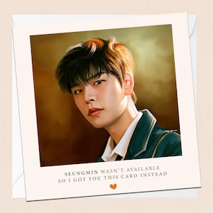 Seungmin de Stray Kids Carte de voeux - Avec enveloppe - Carte d'anniversaire K-Pop - Carte de Noël - Vacances - Félicitations - Toute occasion