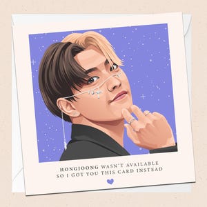 HONGJOONG de ATEEZ carte de voeux - avec enveloppe - carte d'anniversaire K-Pop - carte de Noël - vacances - félicitations - toute occasion