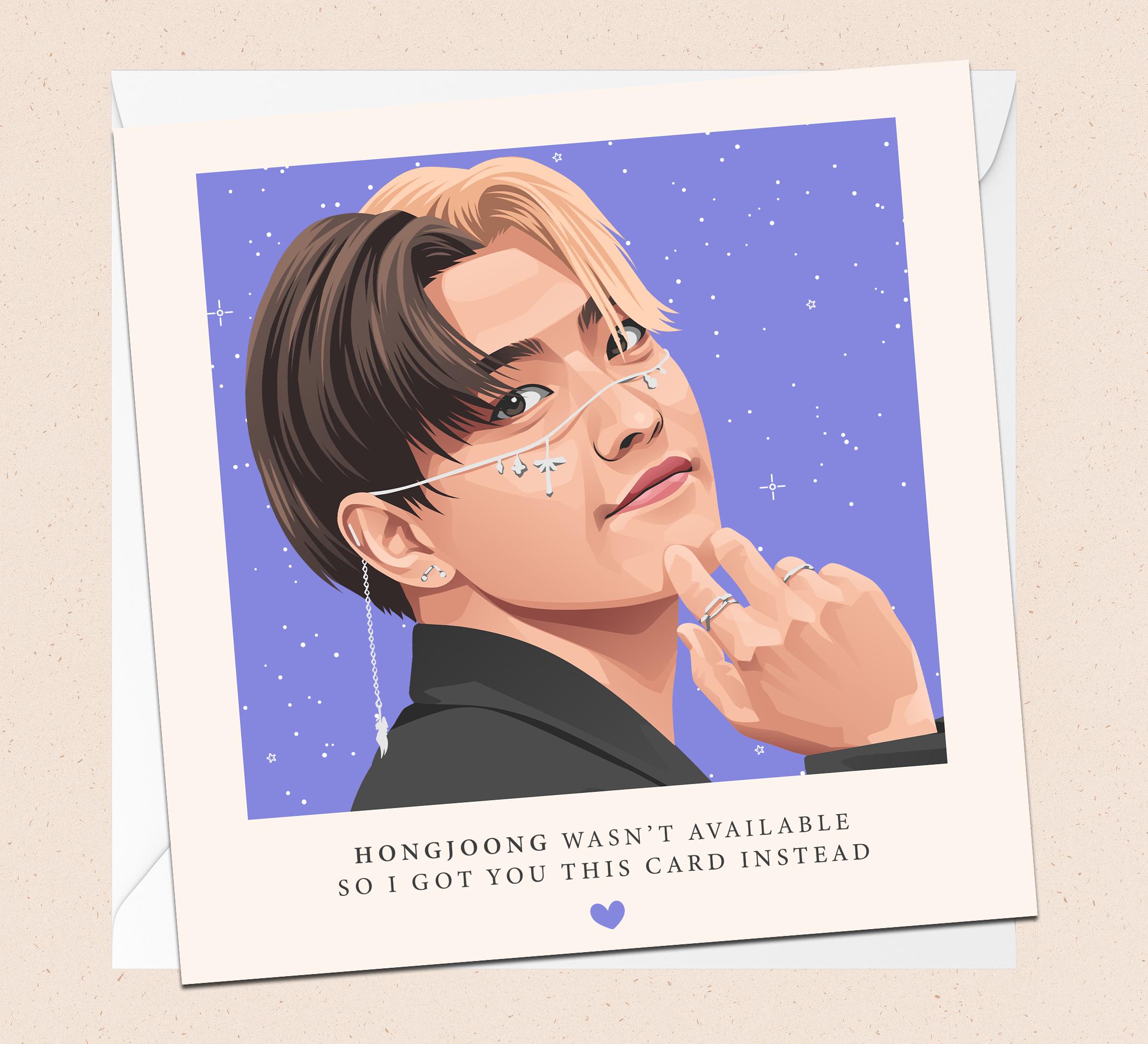 HONGJOONG von ATEEZ Grußkarte - Mit Umschlag - K-Pop Geburtstagskarte - Weihnachtskarte - Feiertag - Glückwünsche - Jeden Anlass
