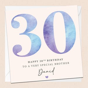 Personalisierte 30. Geburtstag Bruder Karte - 30. - Bruder Geburtstag - Benutzerdefinierter Name - Spezieller Bruder - Dreißigster Geburtstag Bruder
