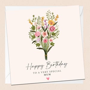 Feliz Cumpleaños Mamá Especial - Tarjeta de Cumpleaños - Mamá - Mamá - Mami - Madre - Mamá - Floral - Tarjeta de Saludos - Tarjeta de Cumpleaños de Mamá - Flores