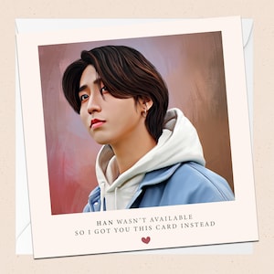 Han de Stray Kids Carte de voeux - Avec enveloppe - Carte d'anniversaire K-Pop - Carte de Noël - Vacances - Félicitations - Toute occasion