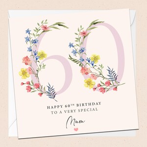 Joyeux 60e anniversaire maman - carte d'anniversaire - spécial maman - 60e anniversaire - carte d'anniversaire mère - anniversaire maman - floral - fleurs - soixante