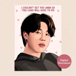 Jimin imprimable de carte de voeux BTS - téléchargement numérique - carte d'anniversaire K-Pop - téléchargement immédiat - carte de Noël