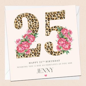 Cartão personalizado de 25º aniversário - 25º - Amiga - Filha - Sobrinha - Aniversário da irmã - Nome personalizado - Nome personalizado - Vigésimo quinto aniversário