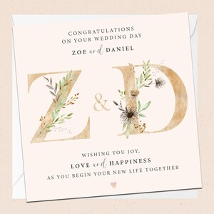 Carte de voeux personnalisée pour le jour du mariage - Félicitations - Noms personnalisés - Carte de mariage - Le jour de votre mariage - Couple spécial - Jeunes mariés
