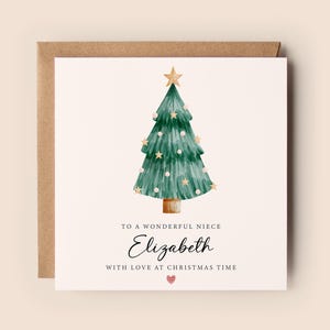 Meraviglioso biglietto di Natale per nipote - Biglietto con albero di Natale - Personalizzato - Biglietto di auguri - Personalizzato - Nome personalizzato - Biglietto di Natale per nipote