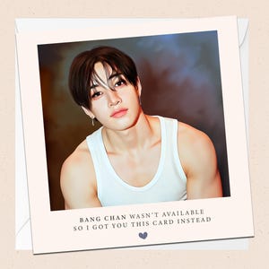 Bang Chan de Stray Kids Carte de voeux - Avec enveloppe - Carte d'anniversaire K-Pop - Carte de Noël - Vacances - Félicitations - Toute occasion