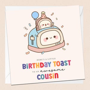 A Little Toast To Your Birthday - Cousin Birthday Card - Greetings Card - Funny Birthday Card - Awesome Cousin - Cousin Greetings Card