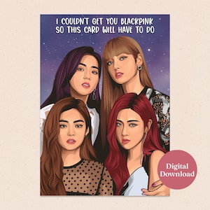 Carte de voeux imprimable BLACKPINK - téléchargement numérique - carte d'anniversaire K-Pop - téléchargement immédiat - carte de Noël