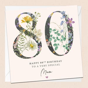 Joyeux 80e anniversaire maman - carte d'anniversaire - spécial maman - 80e anniversaire - carte d'anniversaire mère - anniversaire maman - floral - fleurs - quatre-vingtième