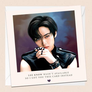 Lee weiß von Stray Kids Grußkarte - Mit Umschlag - K-Pop Geburtstagskarte - Weihnachtskarte - Urlaub - Glückwünsche - Jeden Anlass