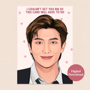 Druckbare RM (Namjoon) von BTS Grußkarten - Digital Download - K-Pop Geburtstagskarte - Sofort Download - Weihnachtskarte