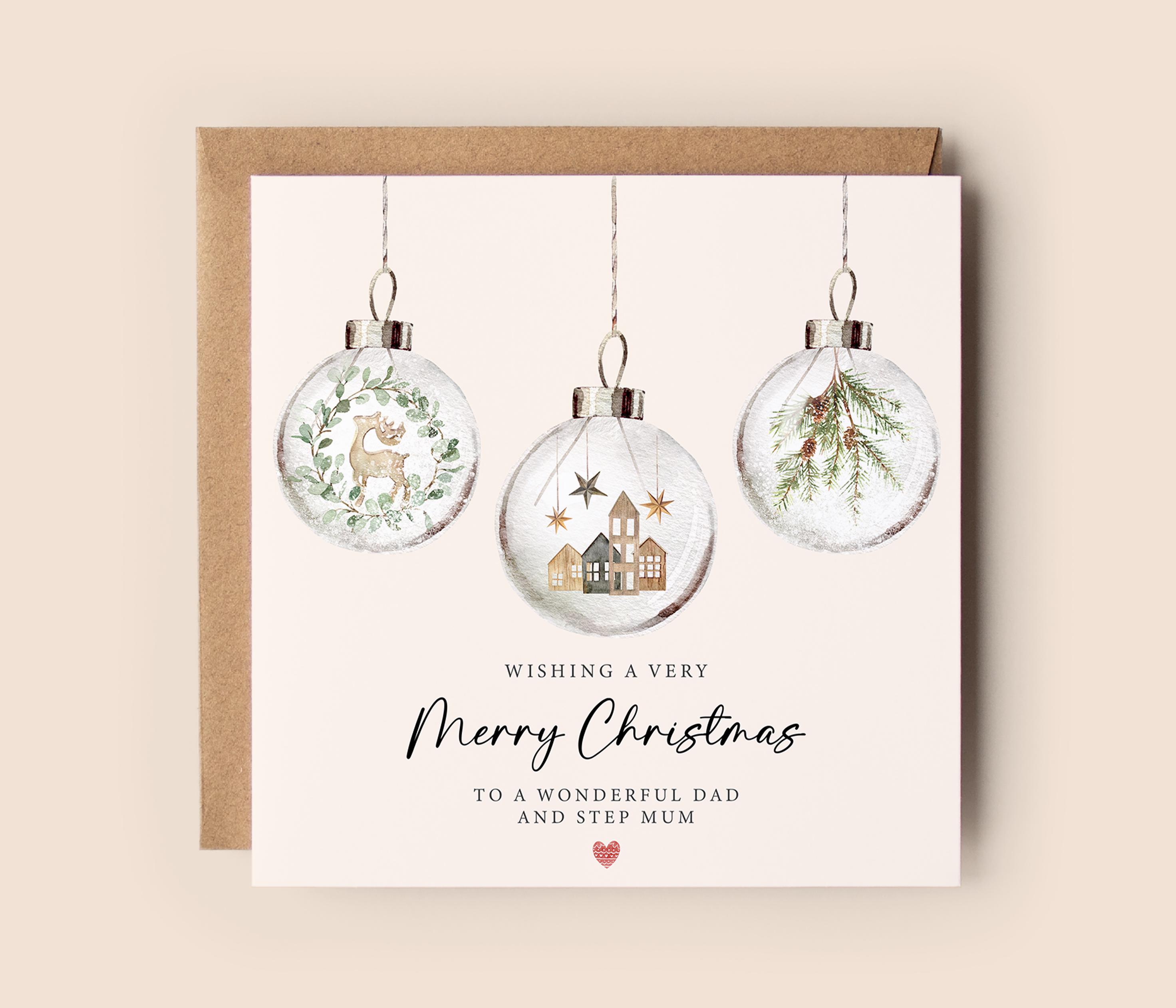 Wonderful Dad and Step Mum Christmas Card Dad and Step Mom