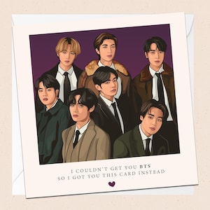 Carte de voeux BTS - Avec enveloppe - Carte d'anniversaire K-Pop - Jin - Suga - J-Hope - RM - Jimin - V - Jungkook - Taehyung - Namjoon - Yoongi