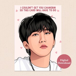 Carte de voeux imprimable Changbin de Stray Kids - téléchargement numérique - carte d'anniversaire K-Pop - téléchargement immédiat